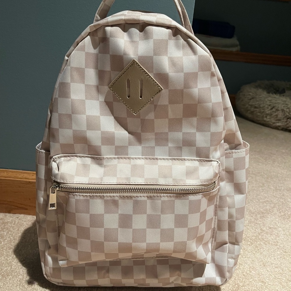 Checkered Cream Backpack